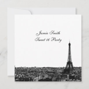 Paris France Skyline #1 BW Sweet 16 V Einladung