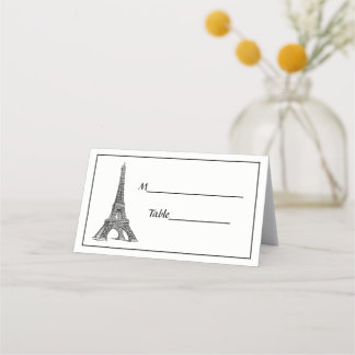 Paris France Skyline #2 BW Gerahmte Escortkarten Platzkarte