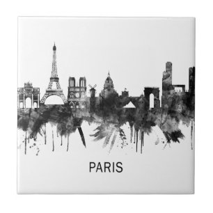 Paris France Skyline BW Fliese