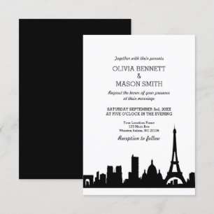 Paris France Skyline Cityscape Hochzeit Einladung