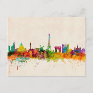 Paris France Skyline Cityscape Postkarte