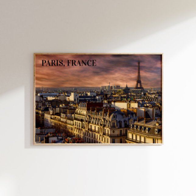 Paris France Skyline Eiffel Tower Pink Sky Poster (Von Creator hochgeladen)