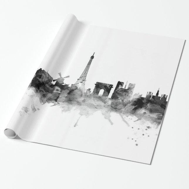 Paris France Skyline Geschenkpapier (Ungerollt)
