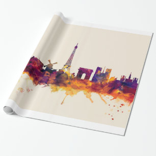 Paris France Skyline Geschenkpapier