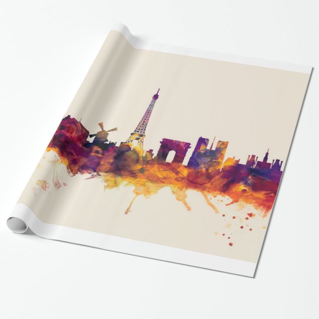Paris France Skyline Geschenkpapier (Ungerollt)