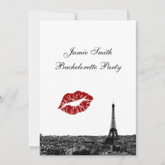 Paris France Skyline Kiss #1 BW / Bachelorette Einladung