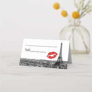 Paris France Skyline Red Kiss #1 BW Escort Cards Platzkarte