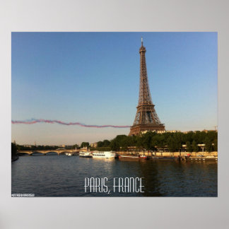 Paris, France – Skywriters fly by the Eiffel Tower Poster