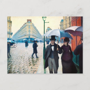Paris France Street Scene Rainy Day Postcard Postkarte