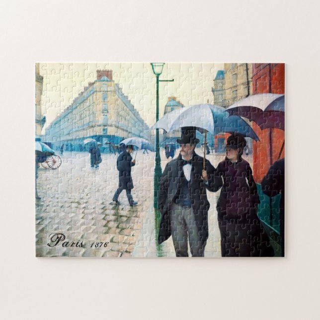Paris France Street Scene Rainy Day Poster Puzzle (Horizontal)