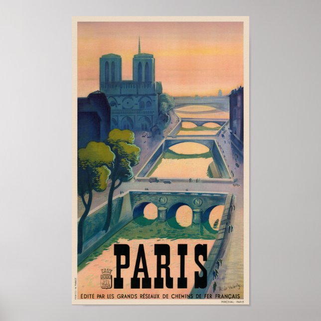 Paris France Vintage Travel Poster 1937 (Vorne)