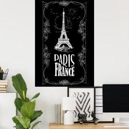 Paris France White über Black Poster