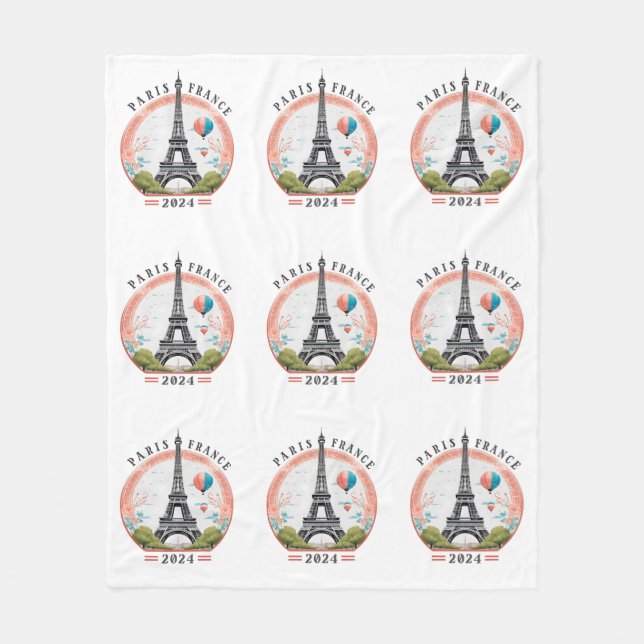 Paris Frankreich 2024 Fleece Blankets, Eiffelturm (Vorderseite)