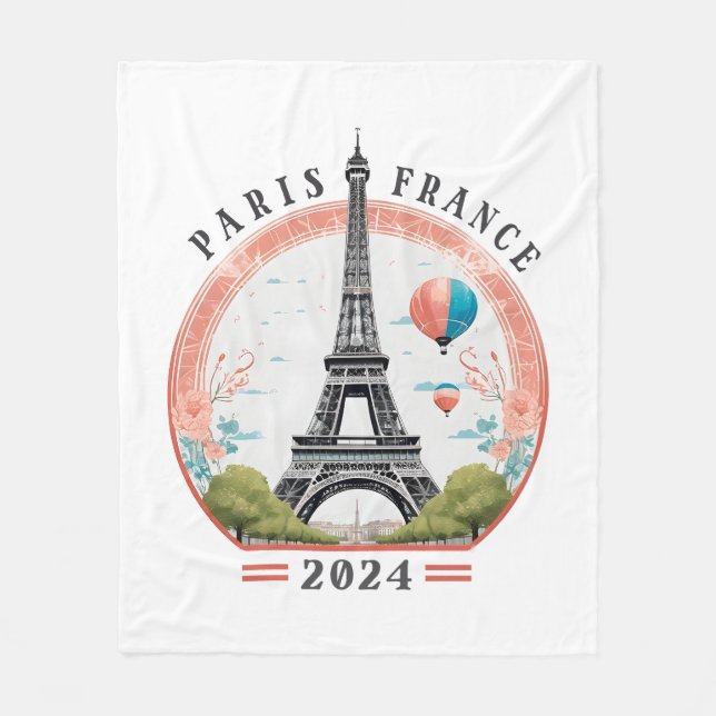 Paris Frankreich 2024 Fleece-Decken, Eiffelturm Fleecedecke (Vorderseite)