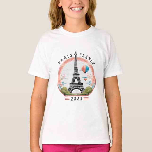 Paris Frankreich 2024 Girls T - Shirt, Paris Frank T-Shirt (Vorderseite)