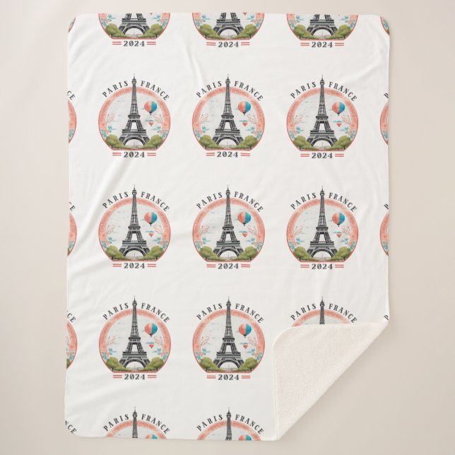 Paris Frankreich 2024 Sherpa Blankets, Eiffelturm Sherpadecke (Vorderseite)
