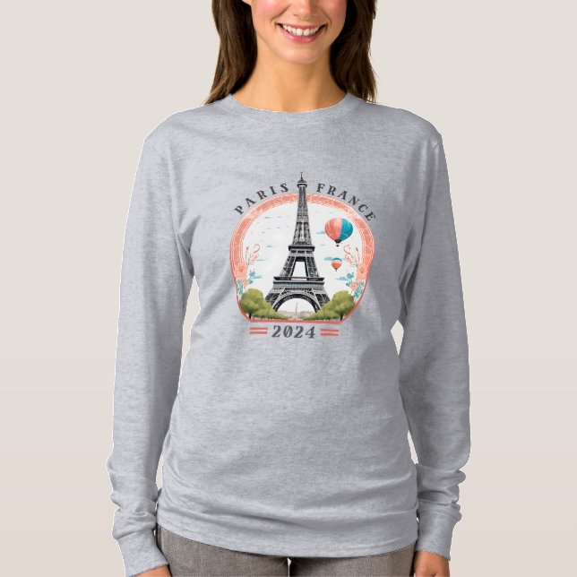 Paris Frankreich 2024 Women's Long Sleeve Shirt, P T-Shirt (Vorderseite)