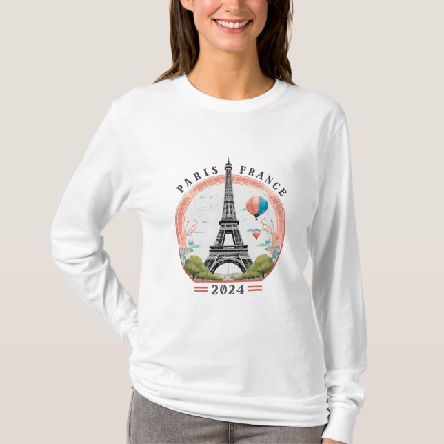 Paris Frankreich 2024 Women's Long Sleeve Shirt, P T-Shirt (Vorderseite)