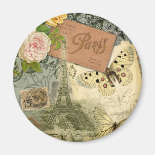 Paris Frankreich Antike Kunst Collage Eiffel Franz Magnet
