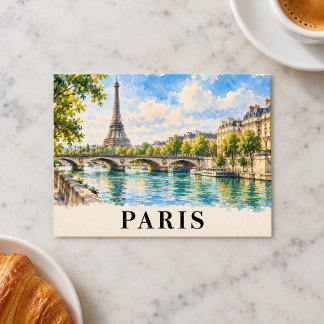 Paris Frankreich Aquarell Eiffelturm Reise Postkarte