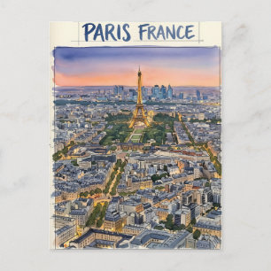 Paris Frankreich Aquarell Reise Skizze Postkarte