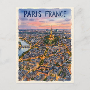 Paris Frankreich Aquarell Reise Skizze Postkarte