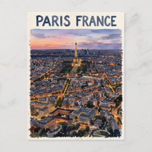 Paris Frankreich Aquarell Reise Skizze Postkarte