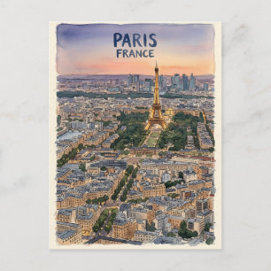 Paris Frankreich Aquarell Reise Skizze Postkarte