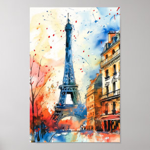 Paris Frankreich Aquarellmalerei Reisen Poster