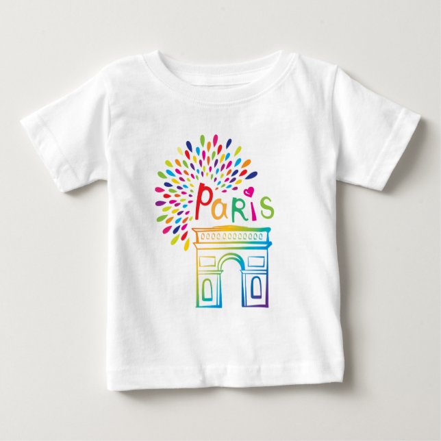 Paris Frankreich | Arc de Triomphe | Neon Design Baby T-shirt (Vorderseite)