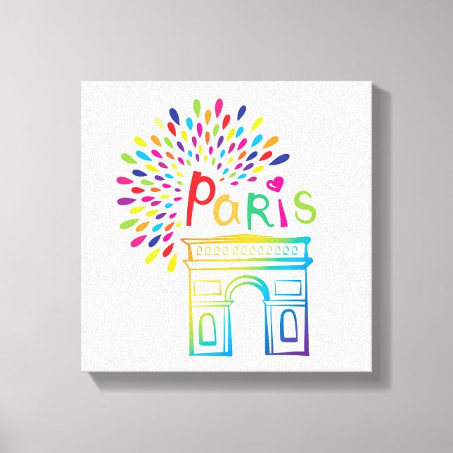 Paris Frankreich | Arc de Triomphe | Neon Design Leinwanddruck (Vorderseite)