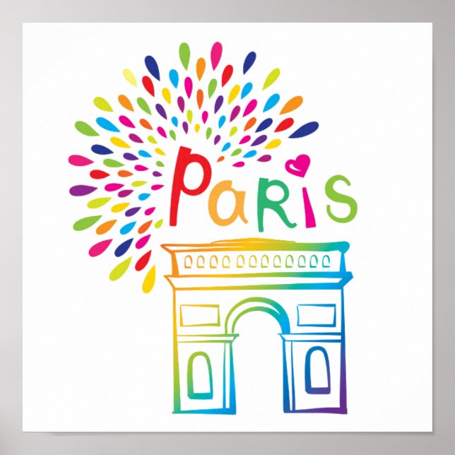 Paris Frankreich | Arc de Triomphe | Neon Design Poster (Vorne)