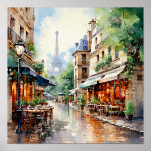 Paris Frankreich Bohemische Aquarellbilder Poster
