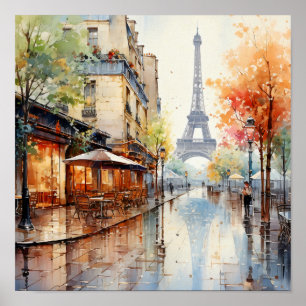 Paris Frankreich Bohemische Aquarellbilder Poster