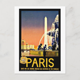 Paris Frankreich Brunnen Vintage Reise Postkarte