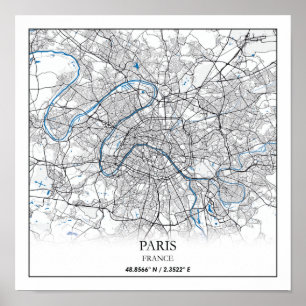 Paris Frankreich City Map Travel Simple Poster