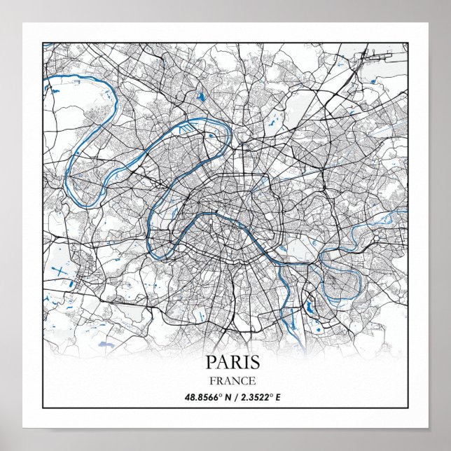 Paris Frankreich City Map Travel Simple Poster (Vorne)