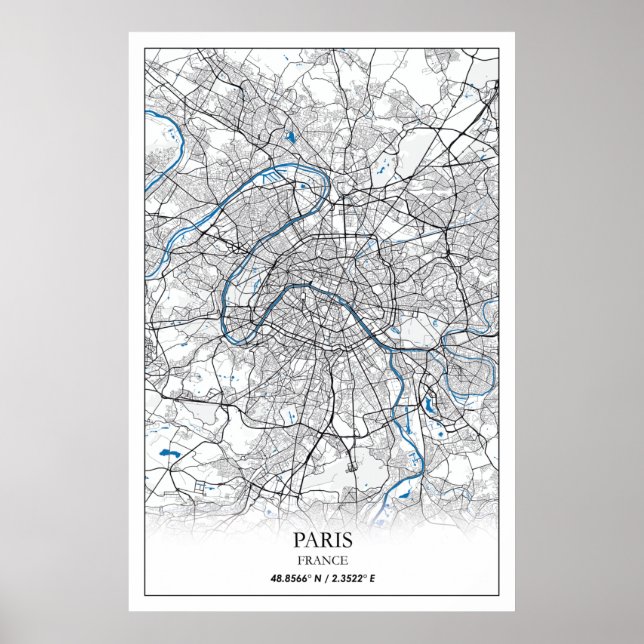 Paris Frankreich City Map Travel Simple Poster (Vorne)