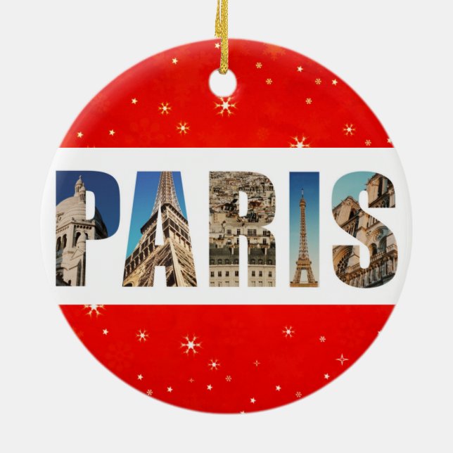 Paris Frankreich City Reisen Fotos Weihnachten Keramik Ornament (Hinten)