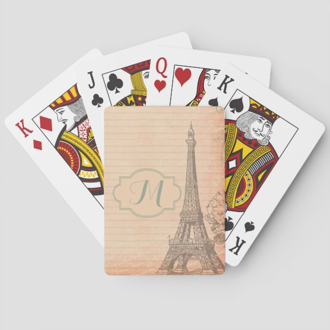 Paris Frankreich Eifel Tower Shabby Chic Spielkart Spielkarten (Rückseite)