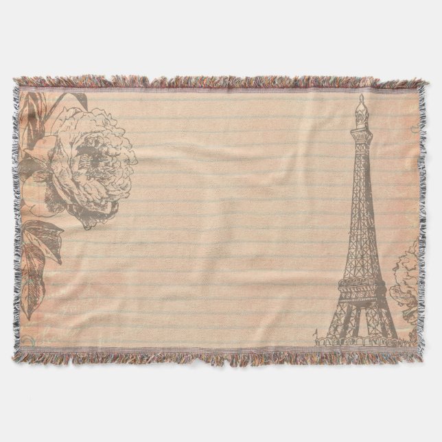 Paris Frankreich Eifel Tower Shabby Chic Throw Bla Decke (Vorderseite)