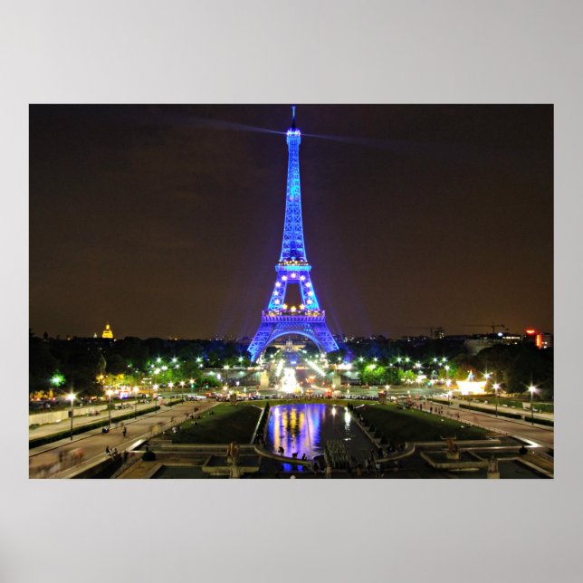 Paris, Frankreich - Eiffel in der Nacht Poster (Vorne)