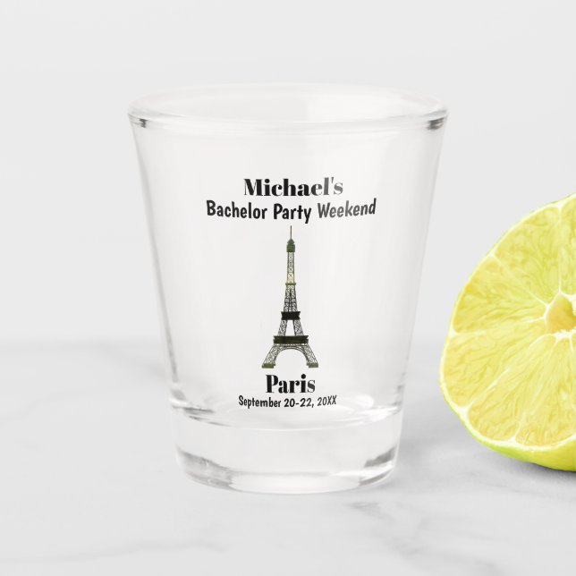 Paris Frankreich Eiffel Tower Bachelor Party Gefal Schnapsglas (Vorderseite)
