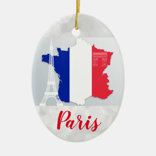 Paris Frankreich Eiffel Tower Flag Karte Weihnacht Keramik Ornament