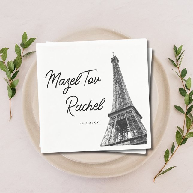Paris Frankreich Eiffel Tower Mazel Tov Napkins Serviette (Paris France Eiffel Tower Mazel Tov Napkins
)