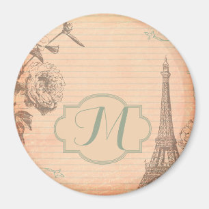 Paris Frankreich Eiffel Tower Monogram Initial Mag Magnet