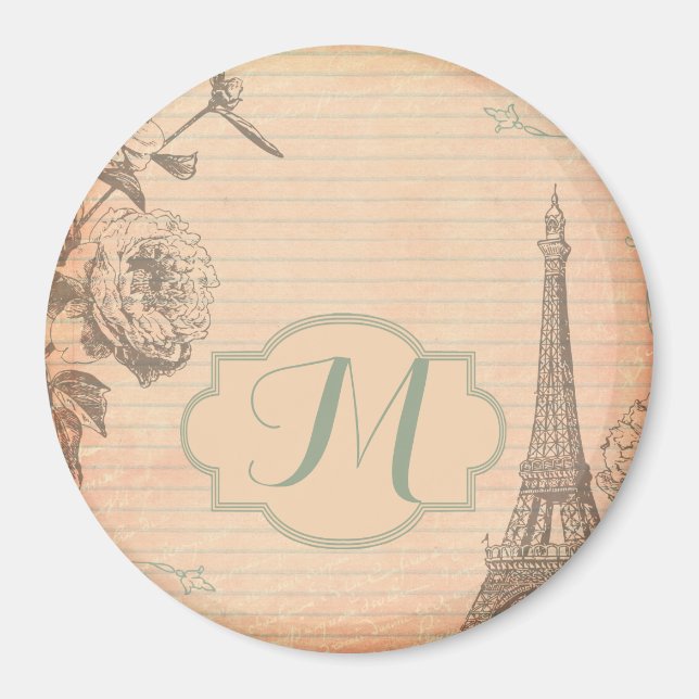 Paris Frankreich Eiffel Tower Monogram Initial Mag Magnet (Vorne)
