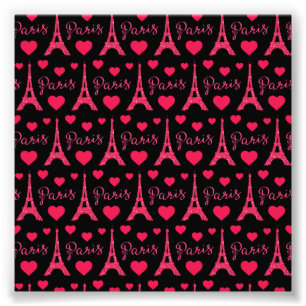 Paris Frankreich Eiffel Tower Pink Hearts Glitzer Fotodruck