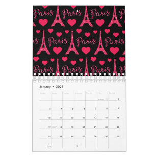 Paris Frankreich Eiffel Tower Pink Hearts Glitzer Kalender