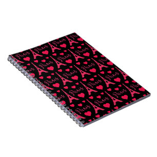 Paris Frankreich Eiffel Tower Pink Hearts Glitzer Notizblock